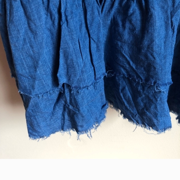 Rails blue linen ruffle off shoulder dress size large - Picture 3 of 3